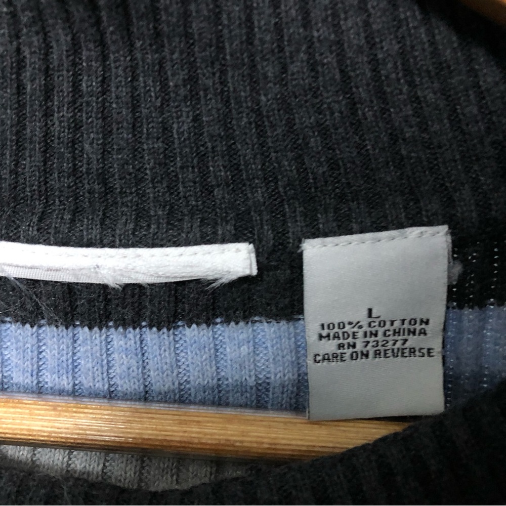 Striped Ribbed Mock Neck Pullover Sweater - Picture 3 of 4